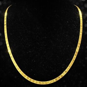 18k Gold Reversible Technibond Diamond Cut Herringbone Necklace Vintage HSN